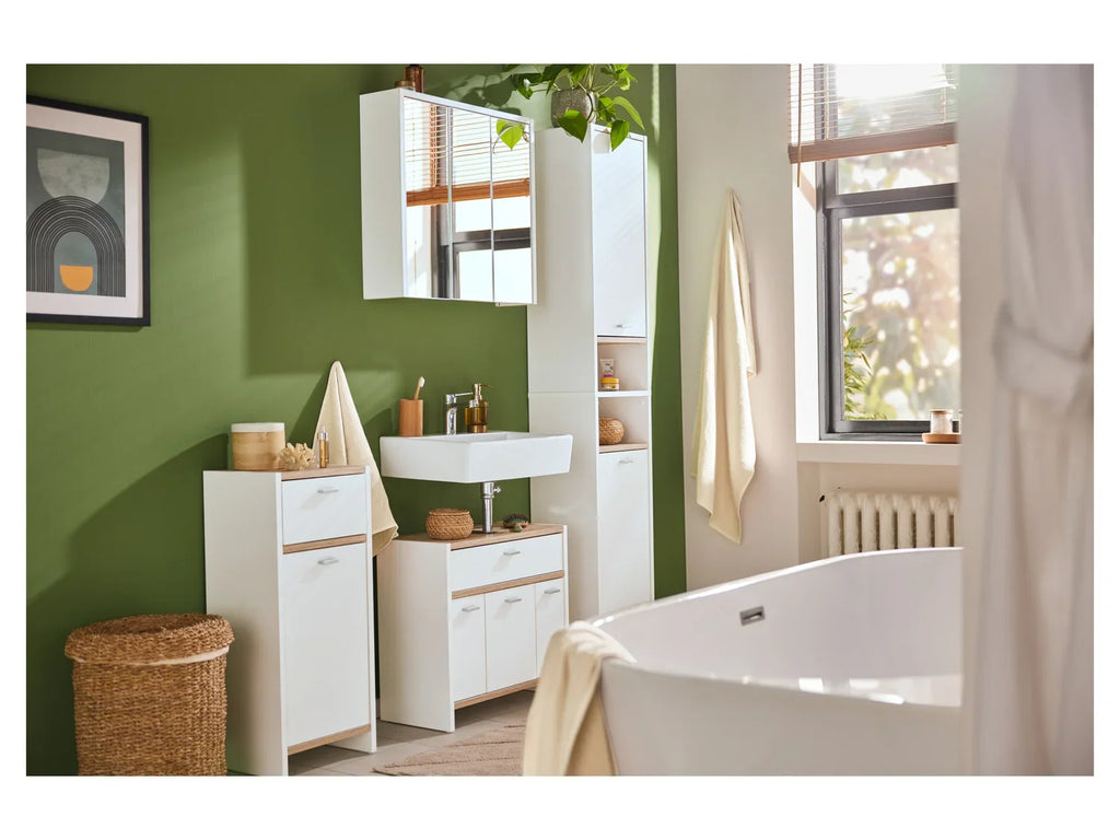LIVARNO home Meuble de salle de bains, 32 x 80,5 x 28 cm, blanc/imitation chne
