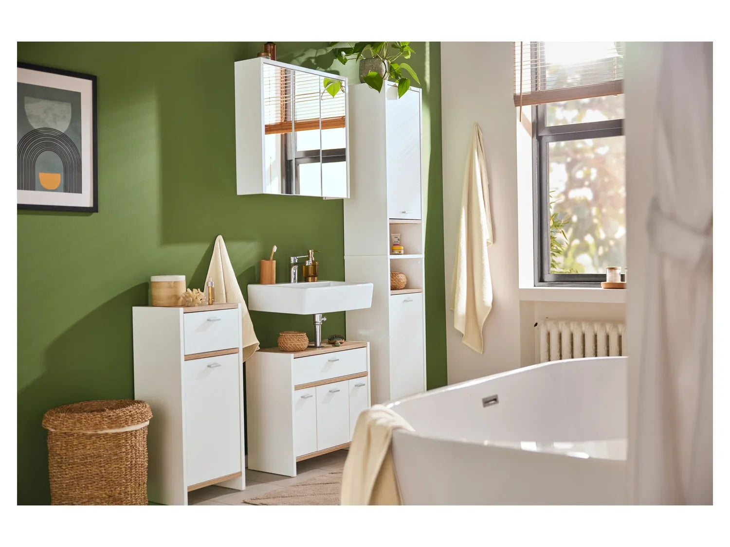 LIVARNO home Meuble de salle de bains, 32 x 80,5 x 28 cm, blanc/imitation chne