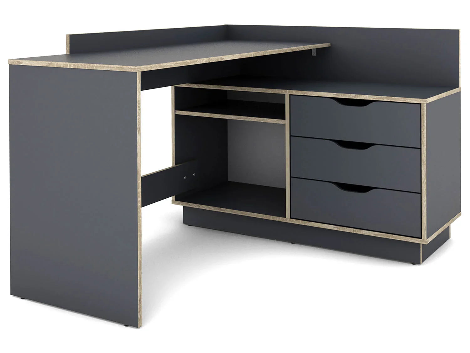 byLIVING Bureau d'angle Belfast avec compartiments, 129 x 105 x 83 cm