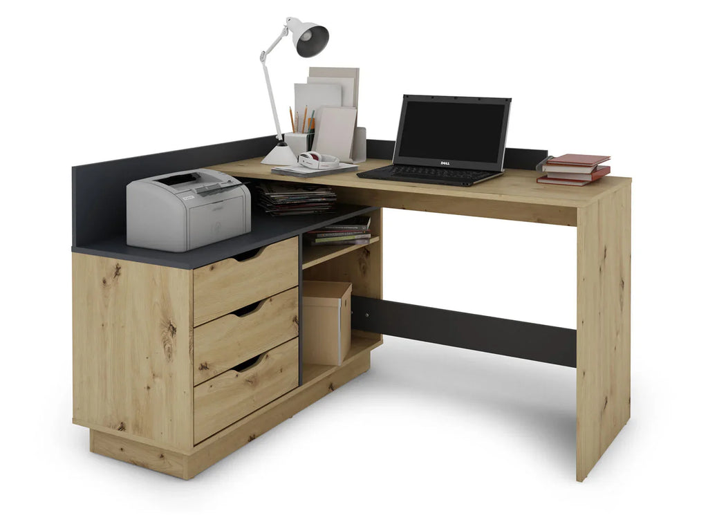 byLIVING Bureau d'angle Belfast avec compartiments, 129 x 105 x 83 cm