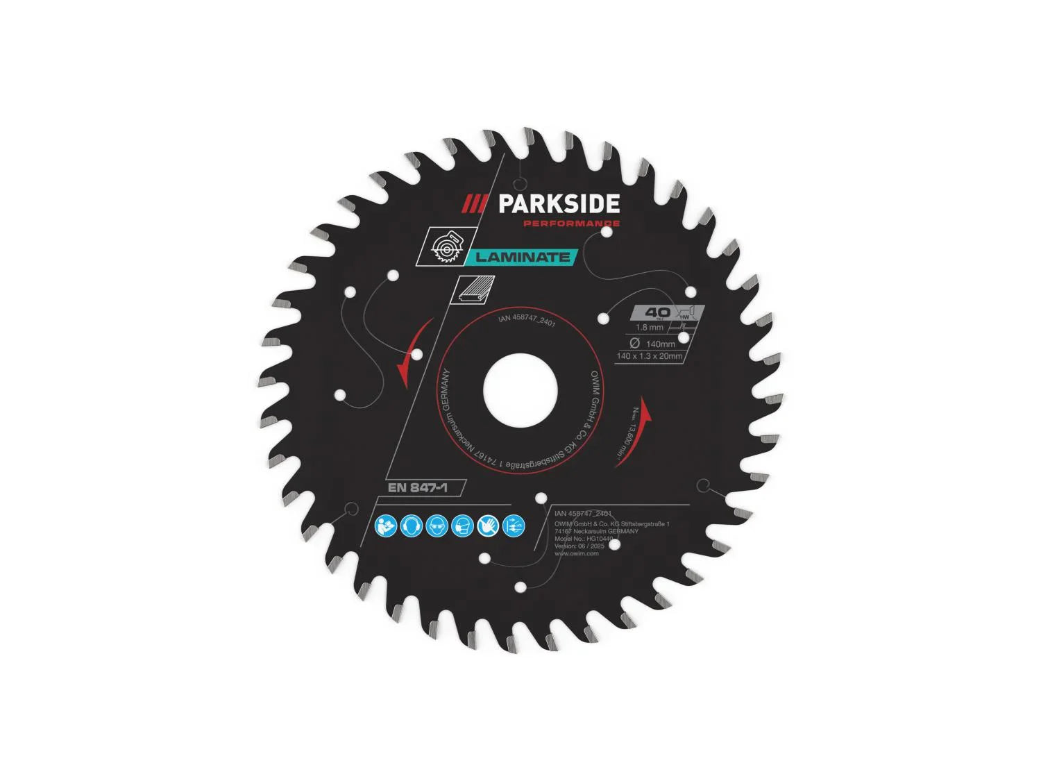 PARKSIDE PERFORMANCE Lame de scie, 140 mm, 20 dents, 40 dents, 44 dents