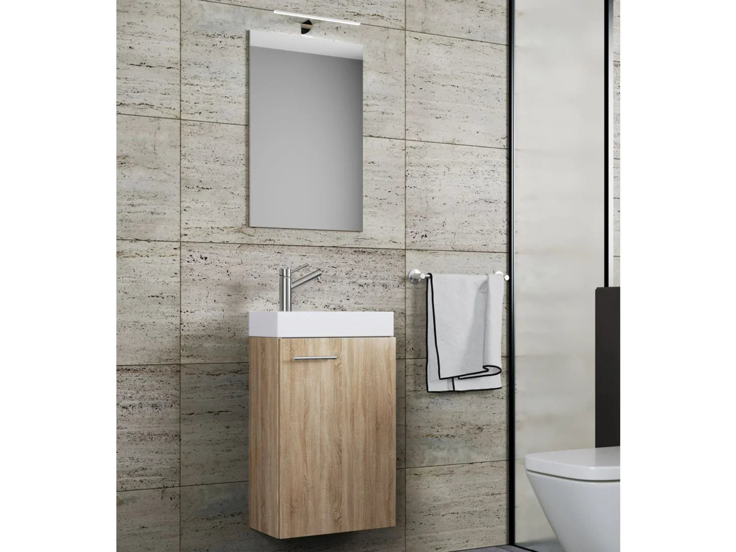 VCM Set d'armoire  glace ou miroir et meuble sous vasque avec lavabo Slito, pour salle de bain