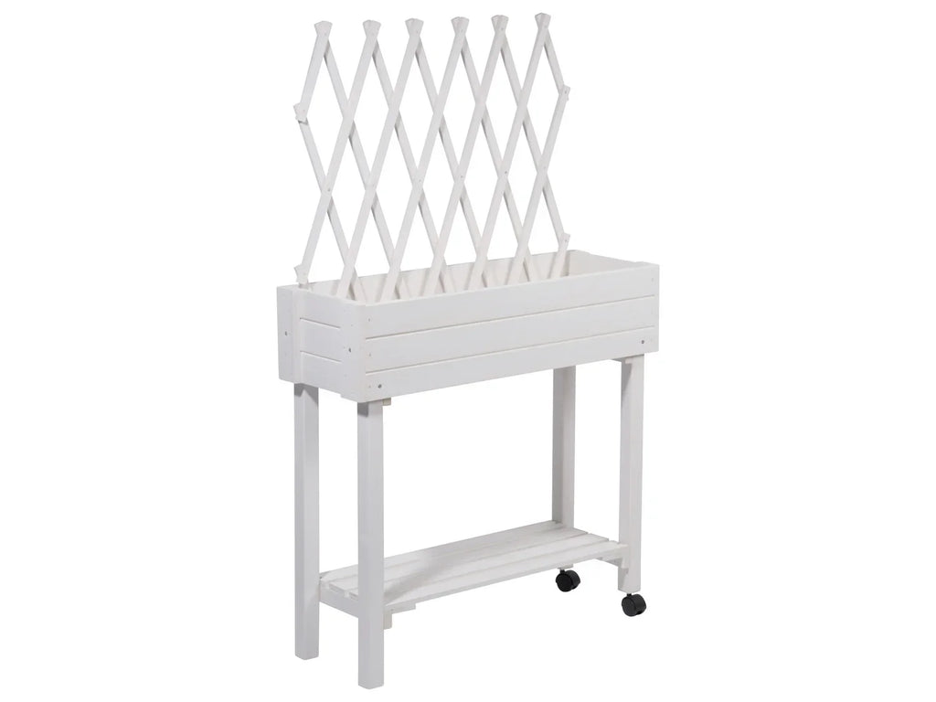 dobar Jardinire surleve  roulettes avec treillis, L 79 x l 28,5 x H130 cm