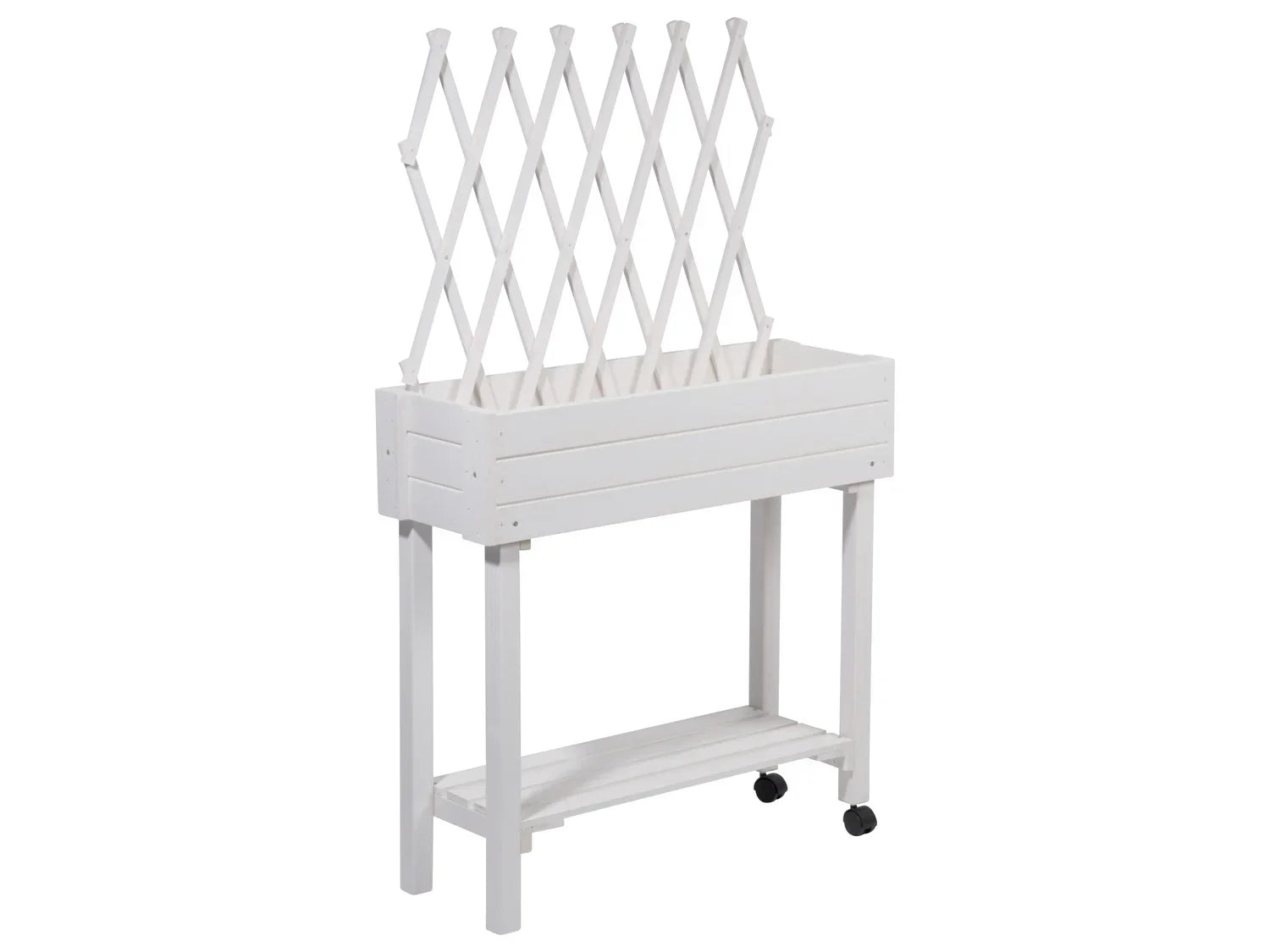 dobar Jardinire surleve  roulettes avec treillis, L 79 x l 28,5 x H130 cm