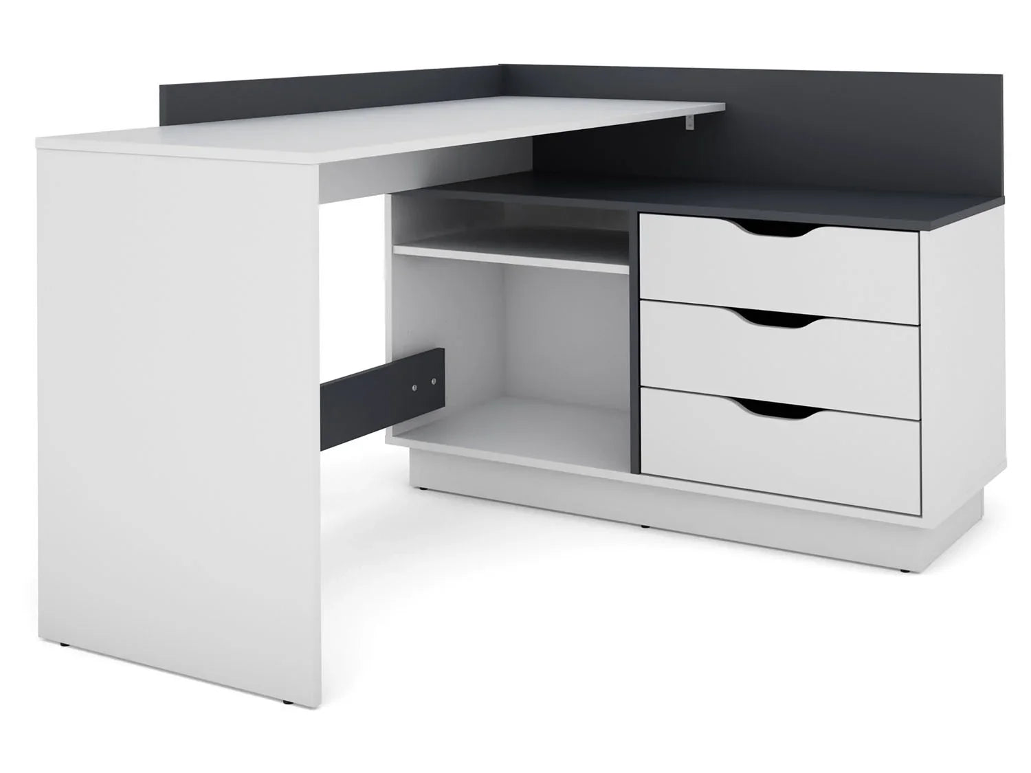 byLIVING Bureau d'angle Belfast avec compartiments, 129 x 105 x 83 cm