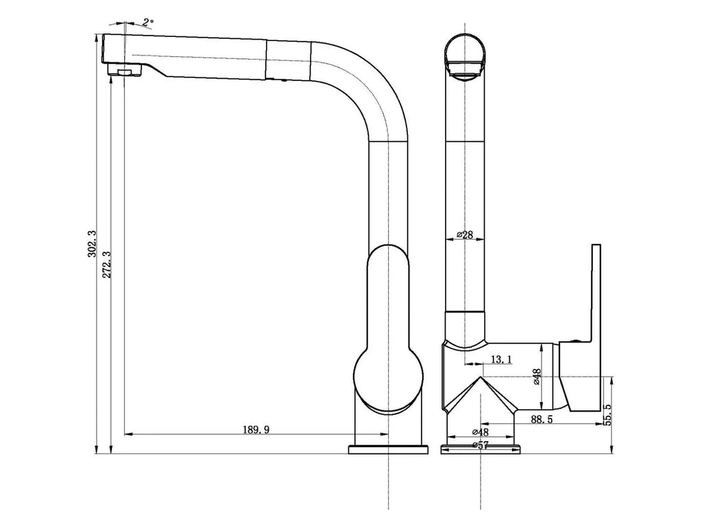 Schtte Mitigeur basse pression LONDON, avec jet rtractable