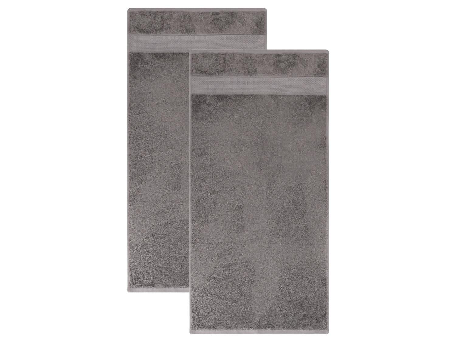 LIVARNO Lot de 2 serviettes de toilette Premium, 50 x 100 cm