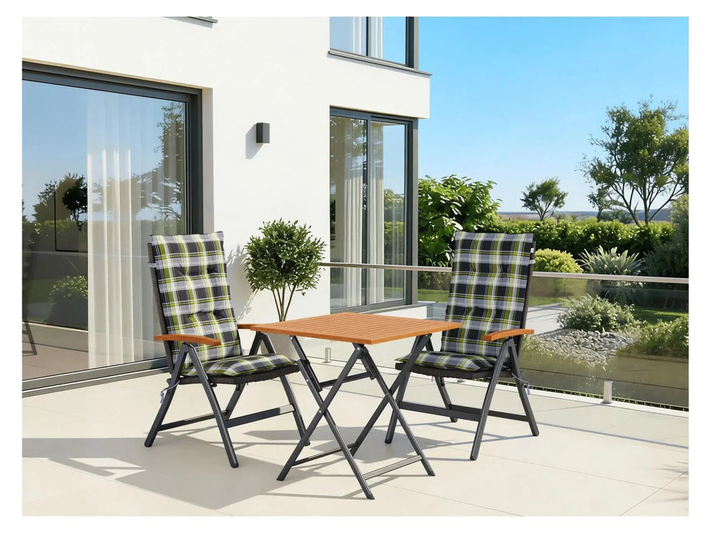 LIVARNO Table de jardin + Lot de 2 fauteuils pliants tresss Valencia
