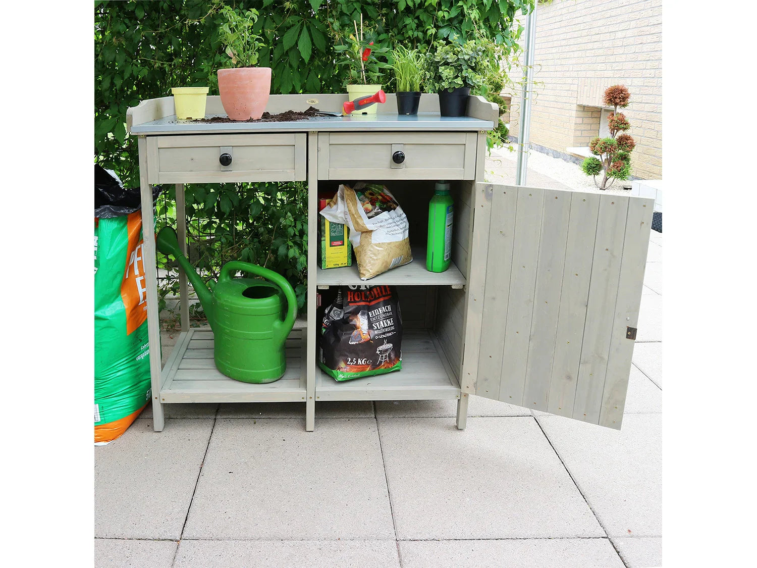 HABAU Table de jardin avec armoire infrieure, 98 x 48 x 95 cm