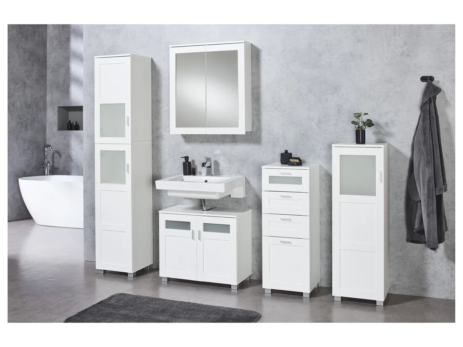 LIVARNO home Meuble sous-vasque Basel, 68,5 x 58,7 x 34,8 cm, blanc