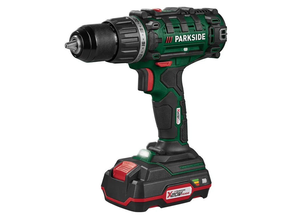 PARKSIDE Set perceuse-visseuse sans fil PABS 20-Li G8 + batterie + chargeur + accessoires, 20 V