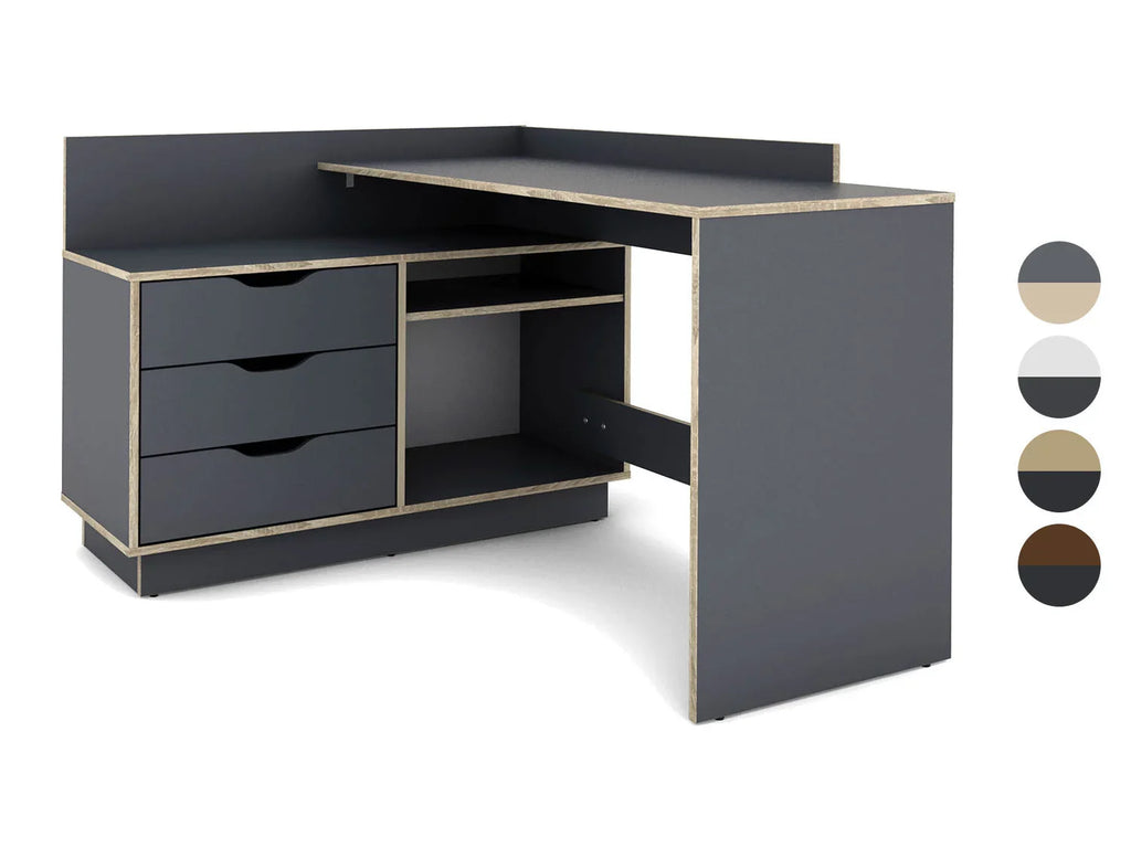 byLIVING Bureau d'angle Belfast avec compartiments, 129 x 105 x 83 cm