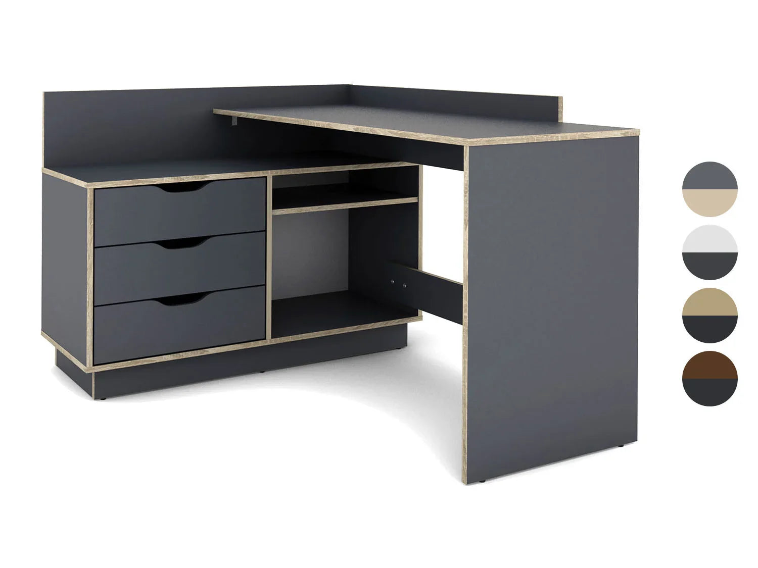 byLIVING Bureau d'angle Belfast avec compartiments, 129 x 105 x 83 cm