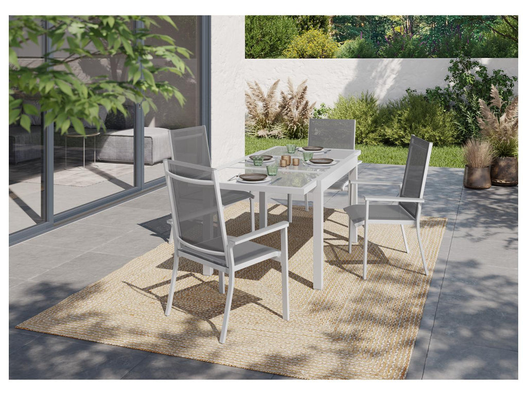 LIVARNO home Chaise empilable en aluminium Houston, blanc/gris clair