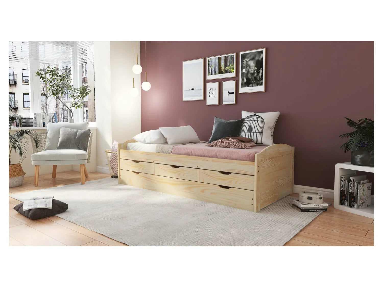 Inter Link Lit banquette 3 tiroirs, 205 x 63 x 96 cm