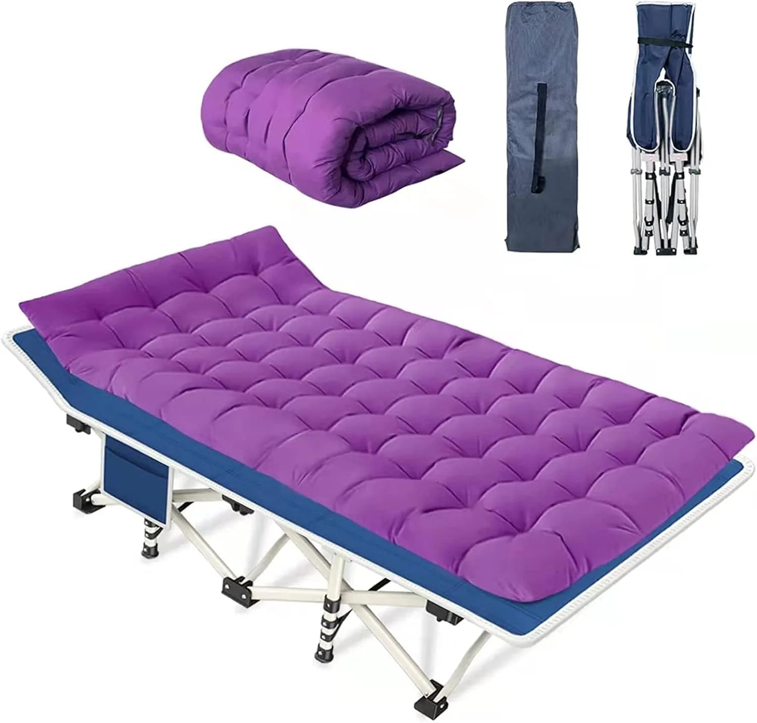 2-pack camping cots with mattresses, comfortable sleeping beds, adult camping cots, 2-person folding beds, heavy-duty sleeping beds