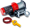 RUGCEL WINCH 12000lb 12V Truck Waterproof Electric Black Steel Rope Electric Winch with Roller Fairlead,Wired Handle,2 Infrared Remote Control, Trailer Winch