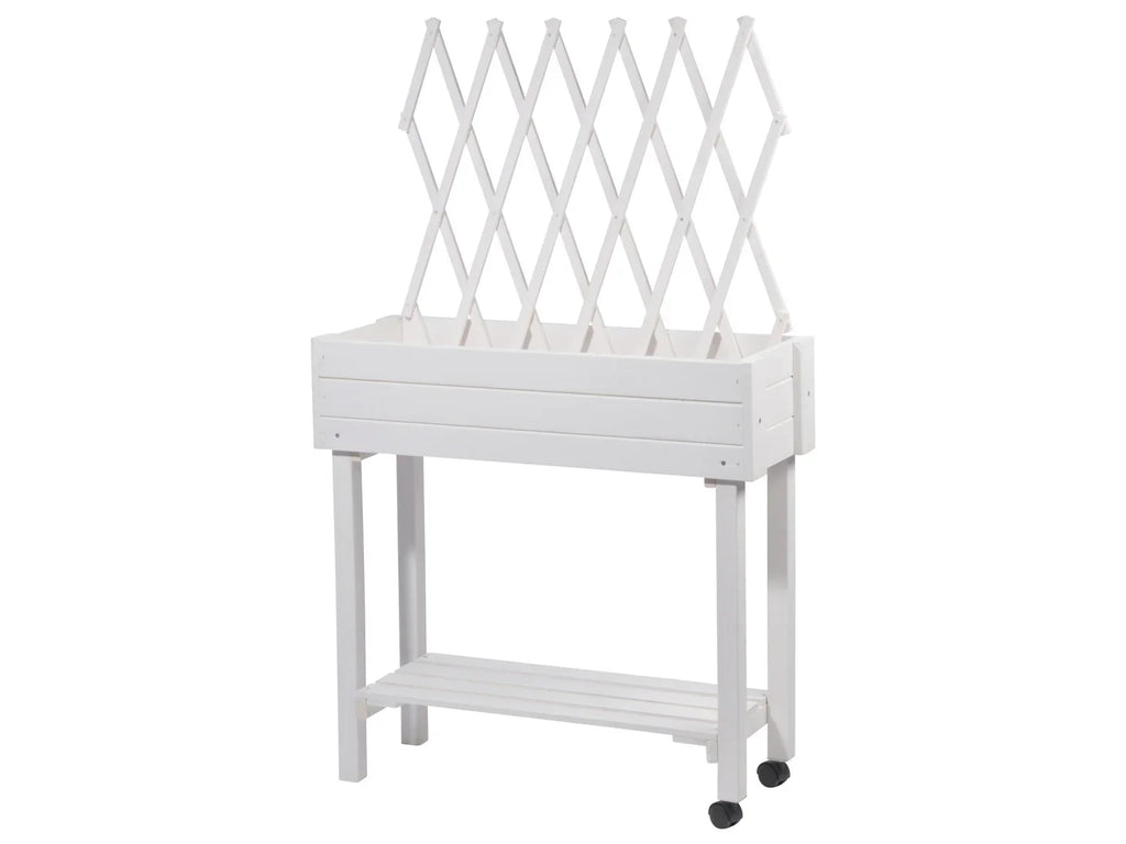 dobar Jardinire surleve  roulettes avec treillis, L 79 x l 28,5 x H130 cm