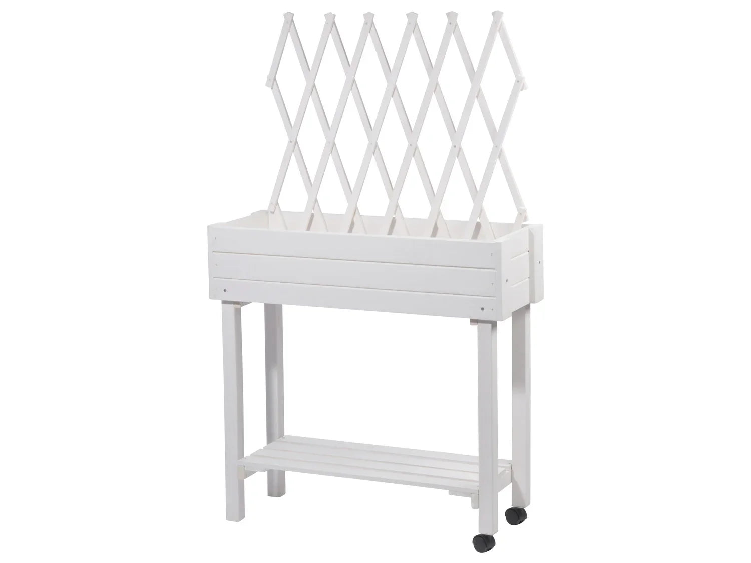 dobar Jardinire surleve  roulettes avec treillis, L 79 x l 28,5 x H130 cm