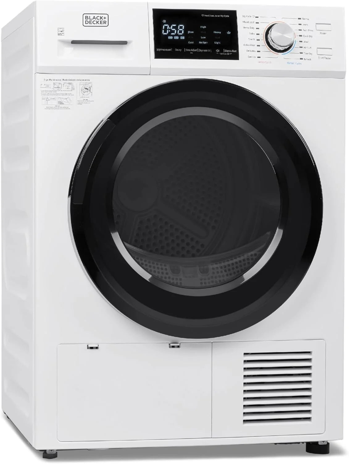Compact Clothes Dryer, 1.5 Cu. Ft. 850W Electric Dryer, 120V Vented Portable Dryer with Stainless Steel Drum, for 5.5 lbs. of clothing for Standard Wall Outlet