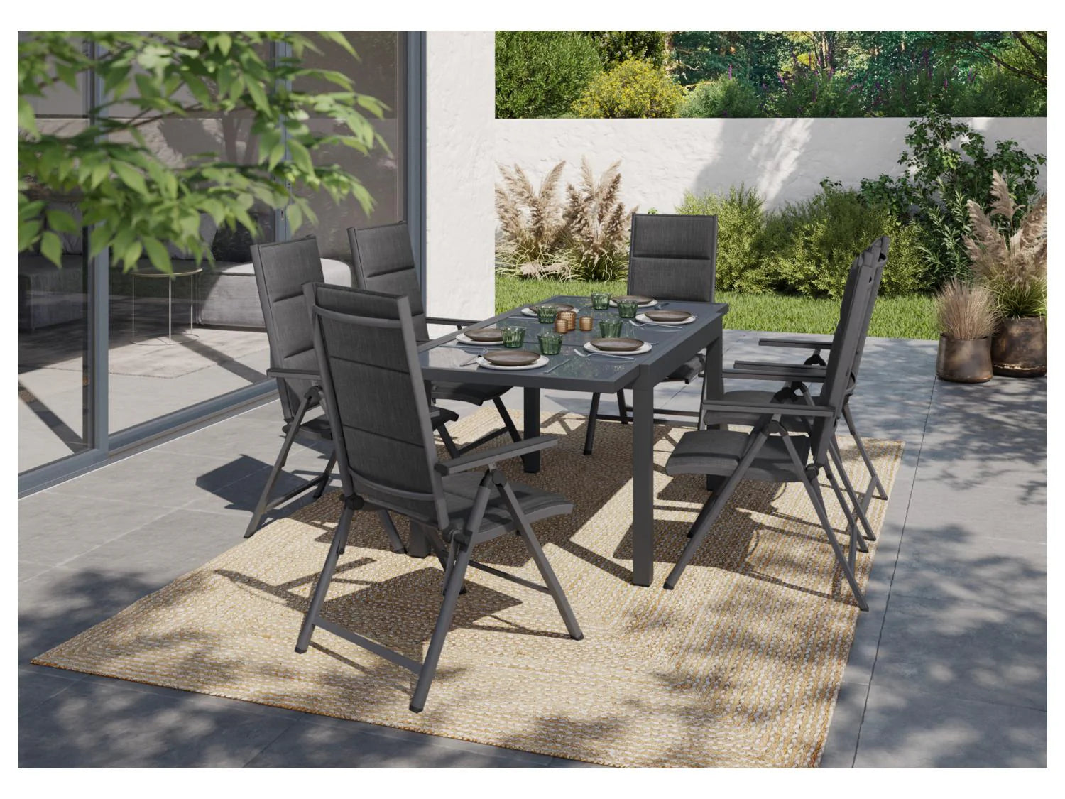 LIVARNO home Table de jardin Houston + Lot de 6 fauteuils Toronto