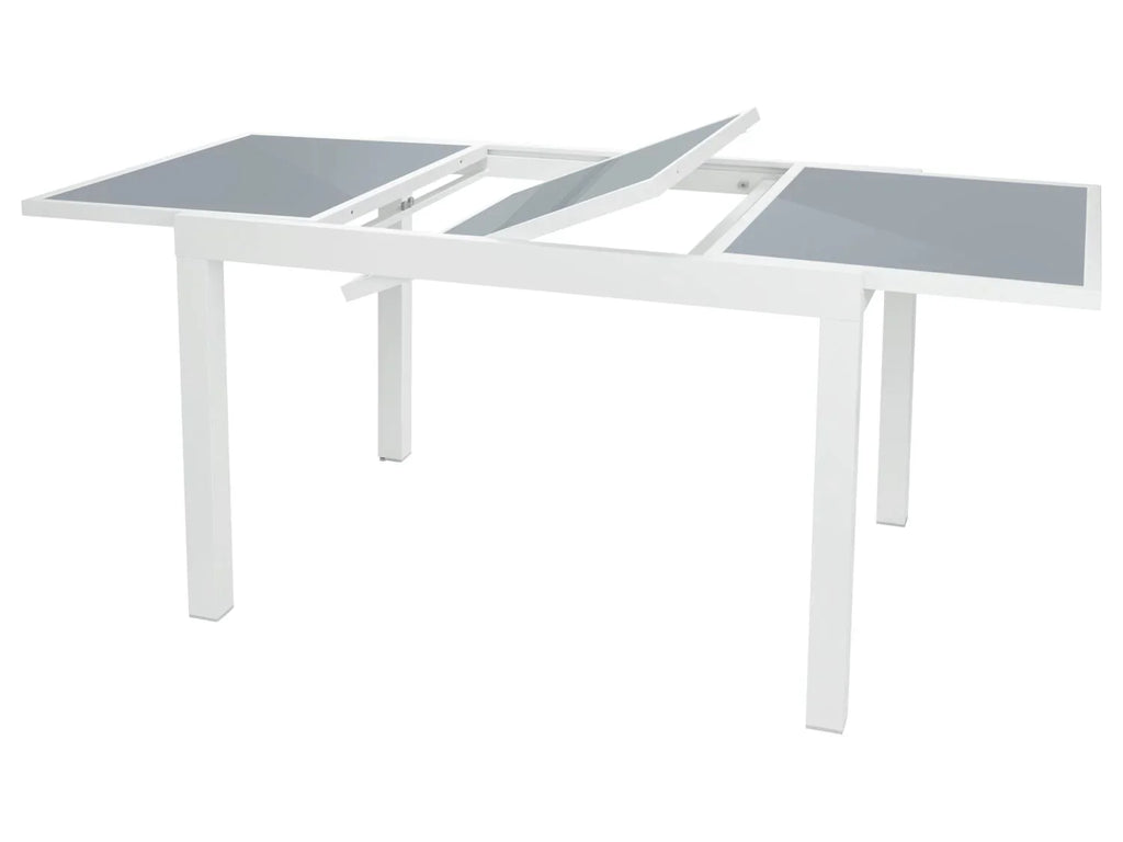 LIVARNO home Table de jardin extensible en aluminium Houston, blanc/gris clair