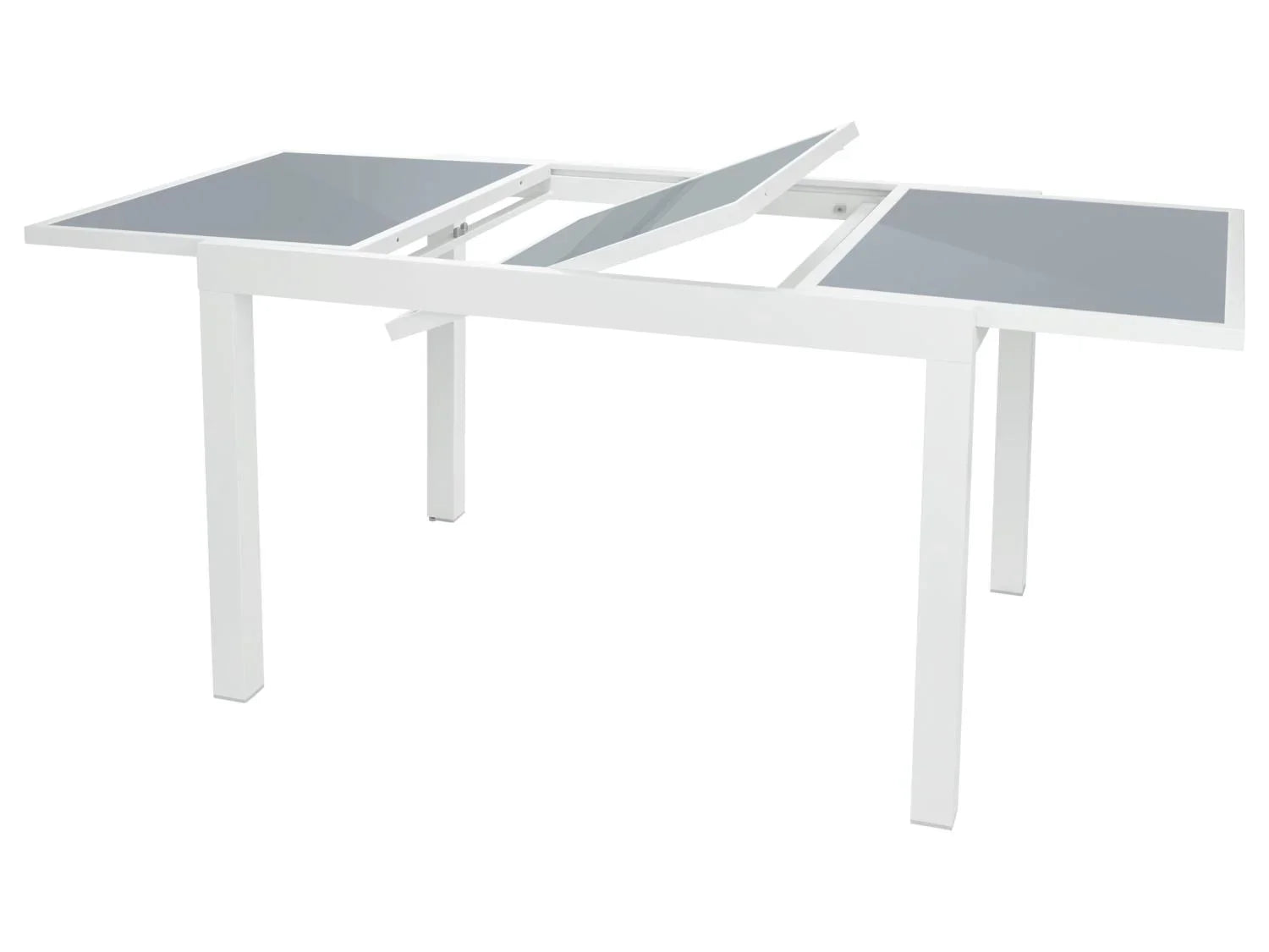 LIVARNO home Table de jardin extensible en aluminium Houston, blanc/gris clair