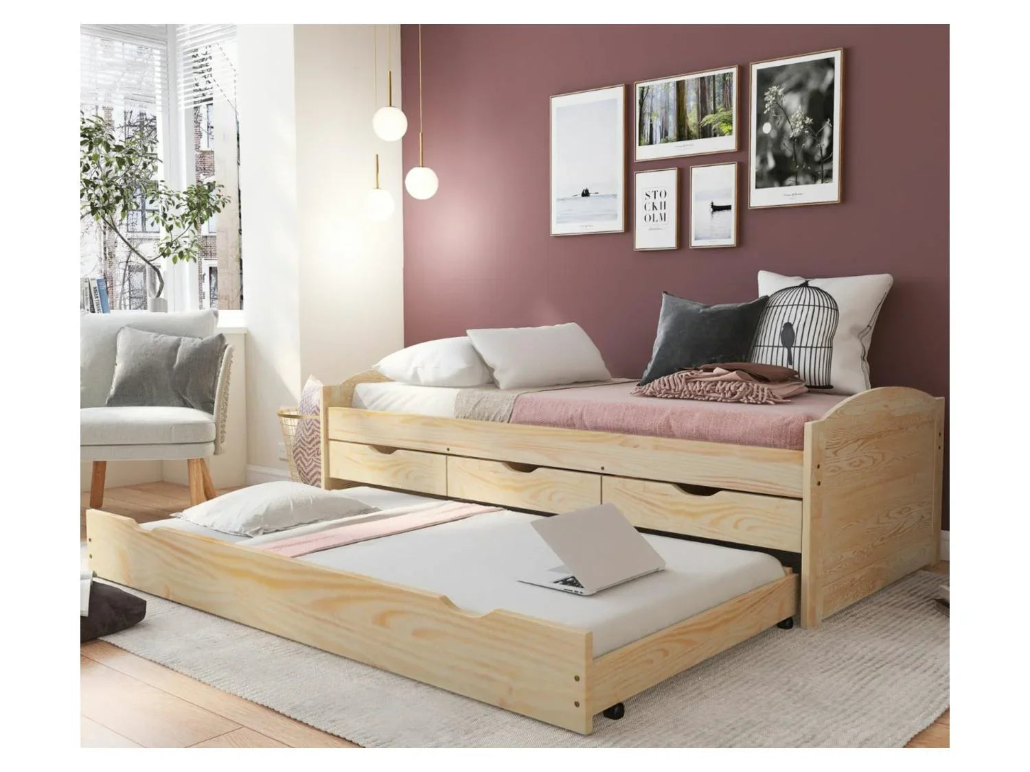 Inter Link Lit banquette 3 tiroirs, 205 x 63 x 96 cm