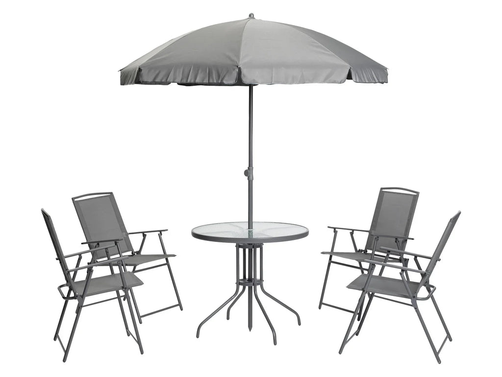 LIVARNO home Ensemble chaises et table de jardin avec parasol, 6 pices