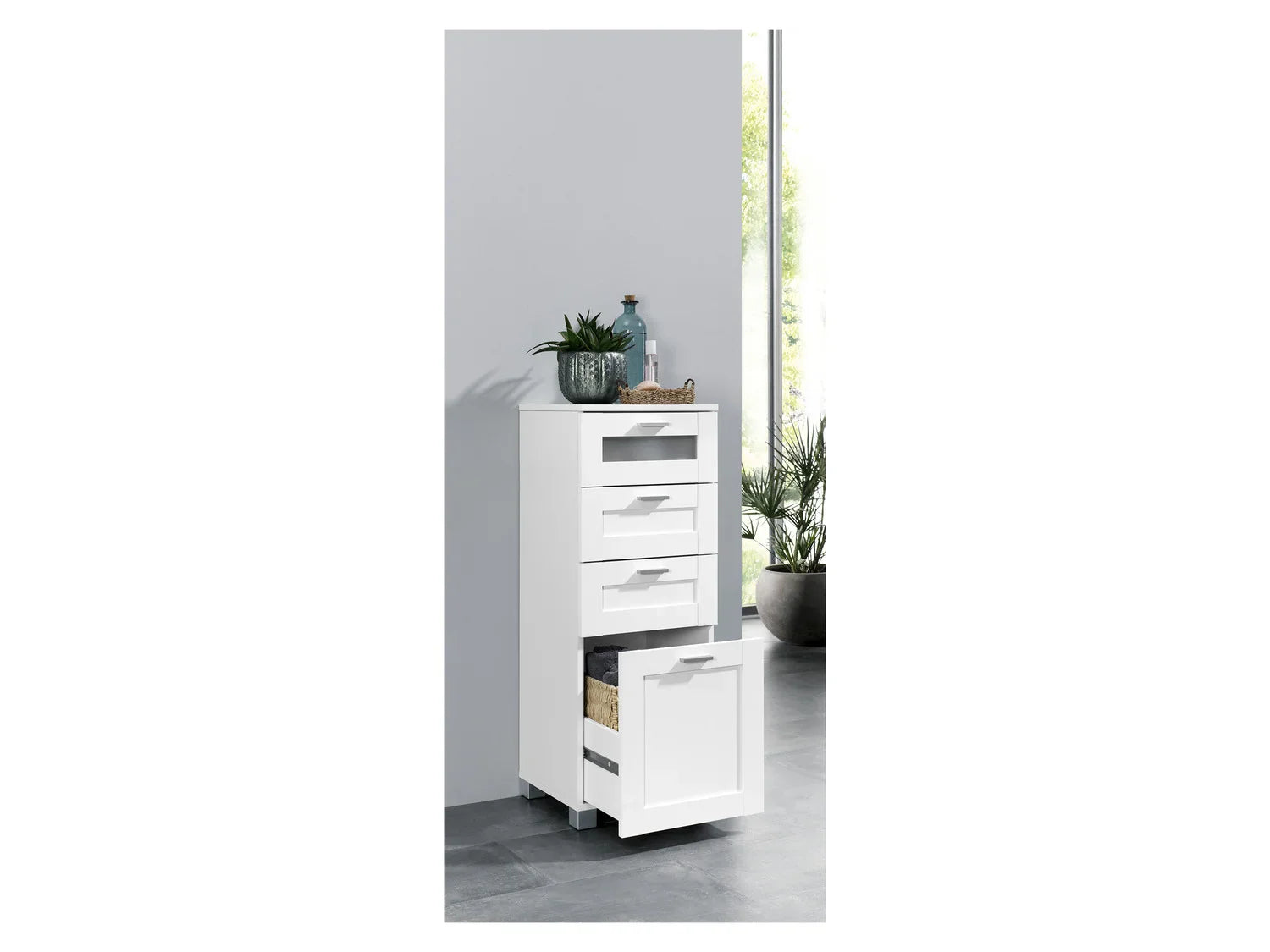 LIVARNO home Meuble de salle de bains Basel, 37 x 97,9 x 34,8 cm, blanc