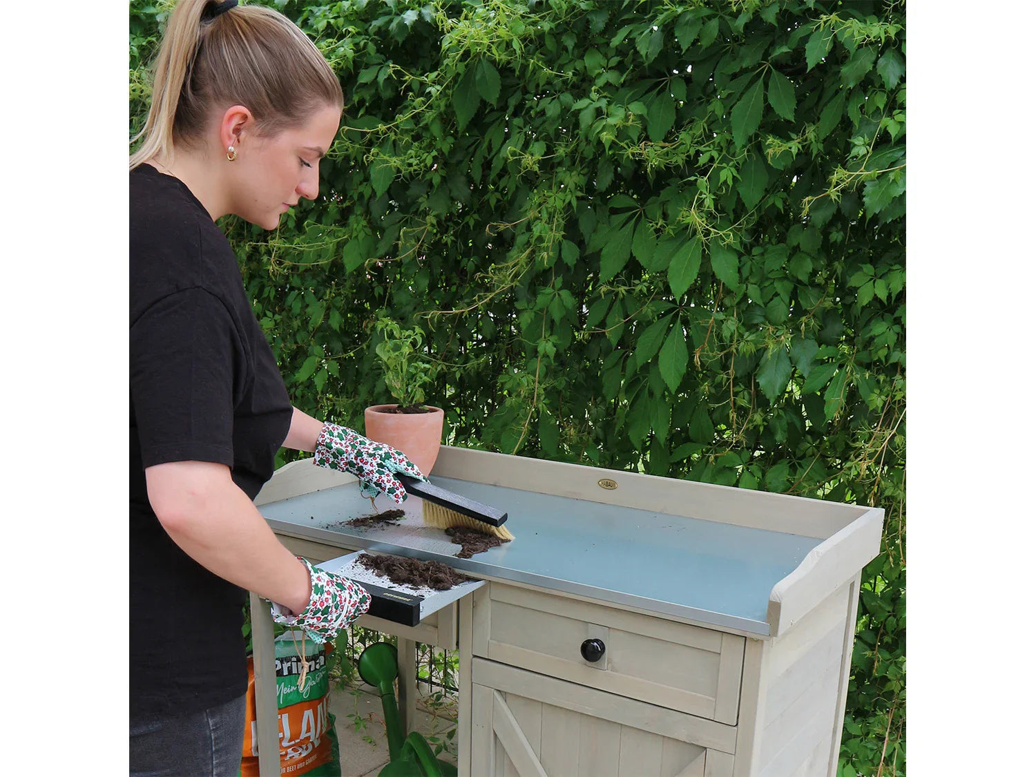 HABAU Table de jardin avec armoire infrieure, 98 x 48 x 95 cm