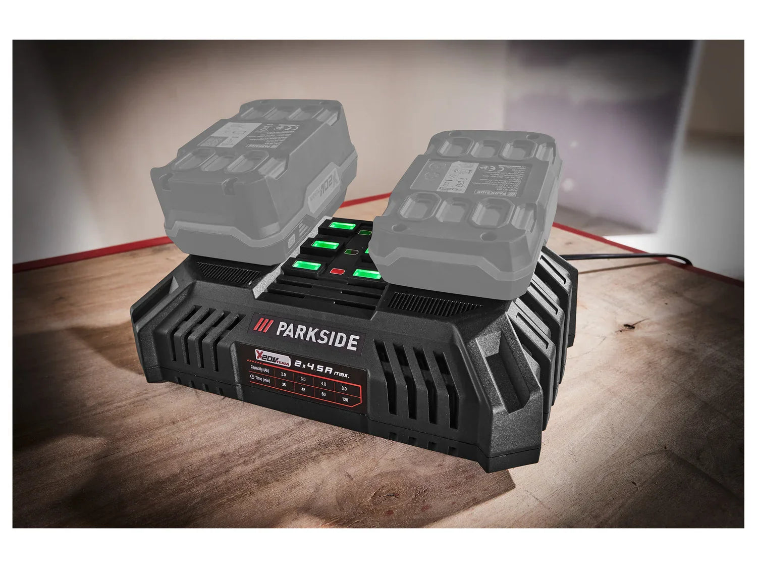 PARKSIDE Chargeur de batterie double PDSLG 20 B1, 2 x 4,5 A, 20 V