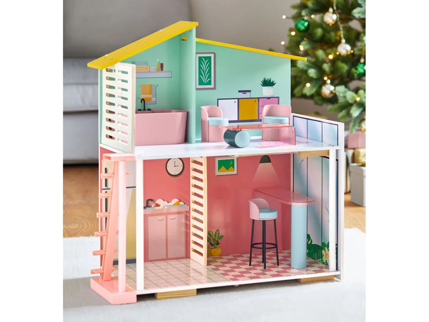 Playtive Maison de poupe en bois Fashion Doll, 8 pices