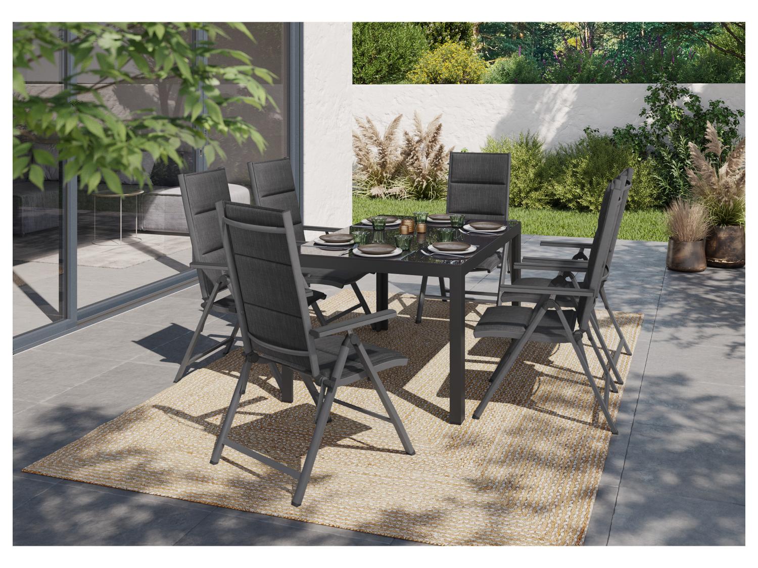 LIVARNO home Table de jardin + Lot de 6 fauteuils en aluminium Toronto