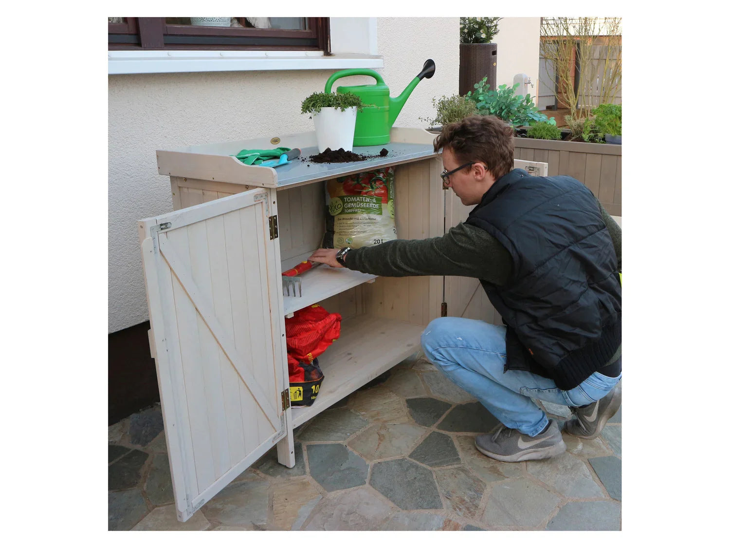 HABAU Table de jardin avec meuble bas, 98 x 48 x 95 cm
