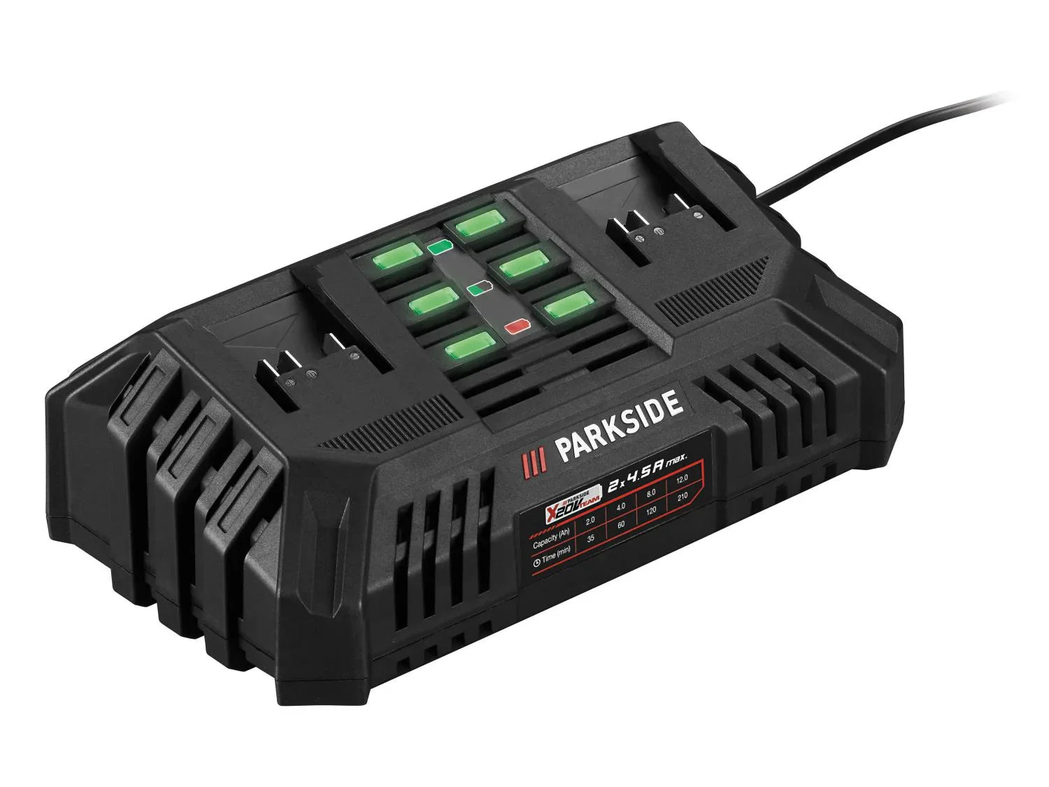 PARKSIDE Chargeur de batterie double PDSLG 20 B1, 20 V