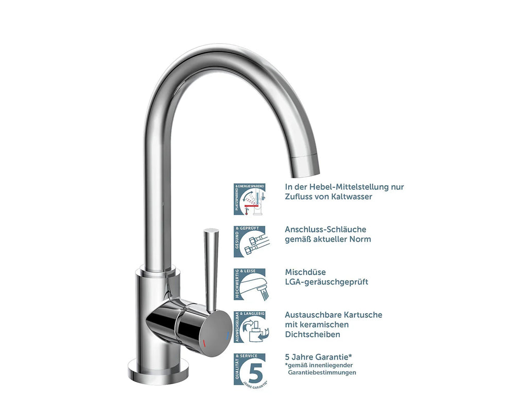 Schtte Mitigeur robinet de cuisine CORNWALL, avec bec courb