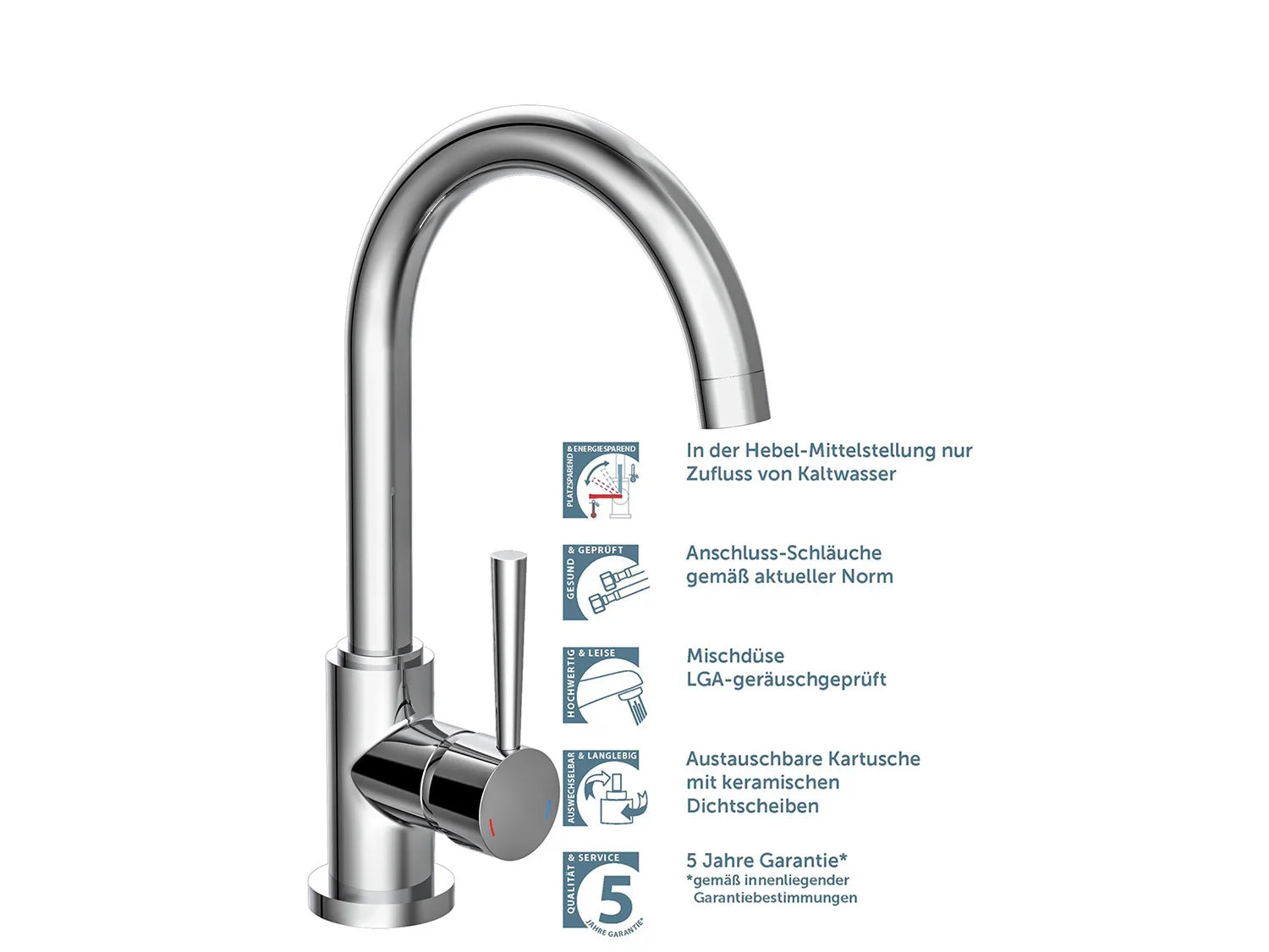 Schtte Mitigeur robinet de cuisine CORNWALL, avec bec courb