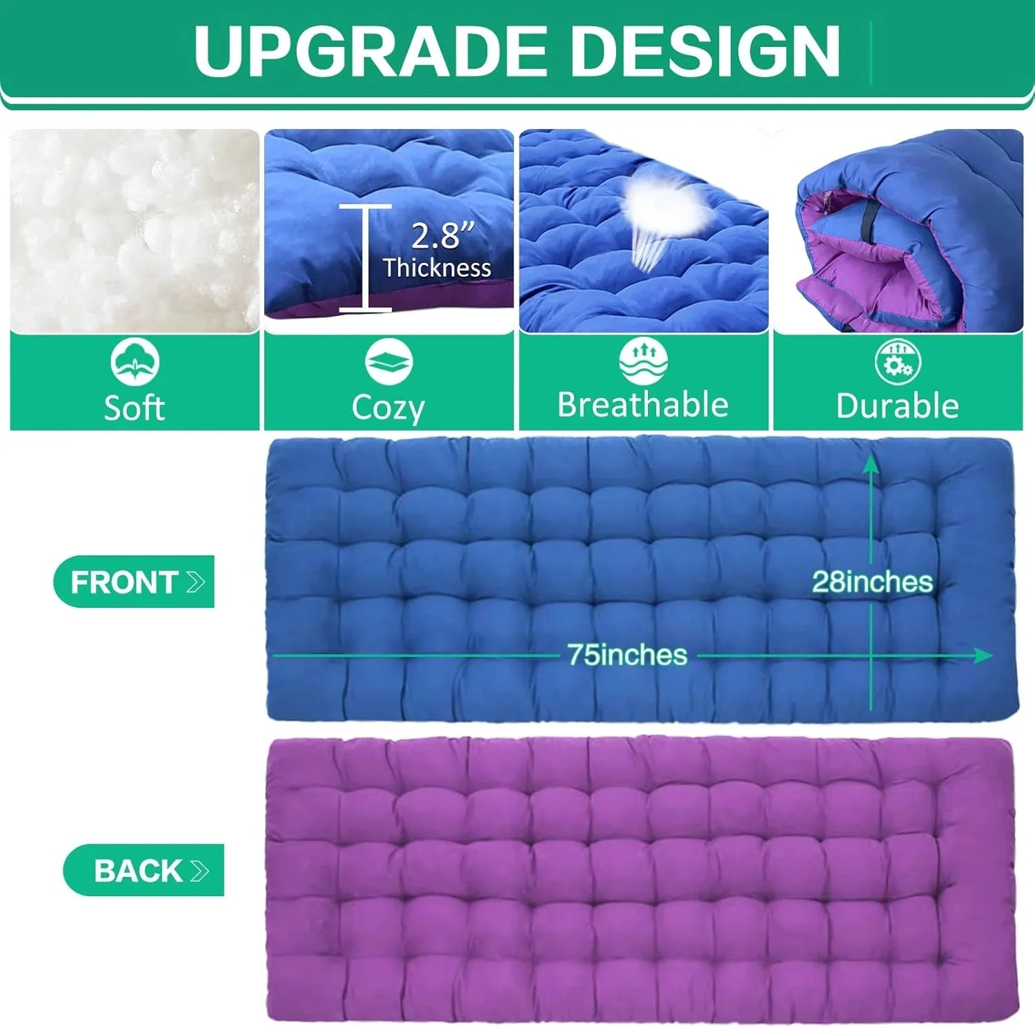 2-Pack Camping Cots with Mattress Comfortable Folding Bed Heavy Duty Baby Cot