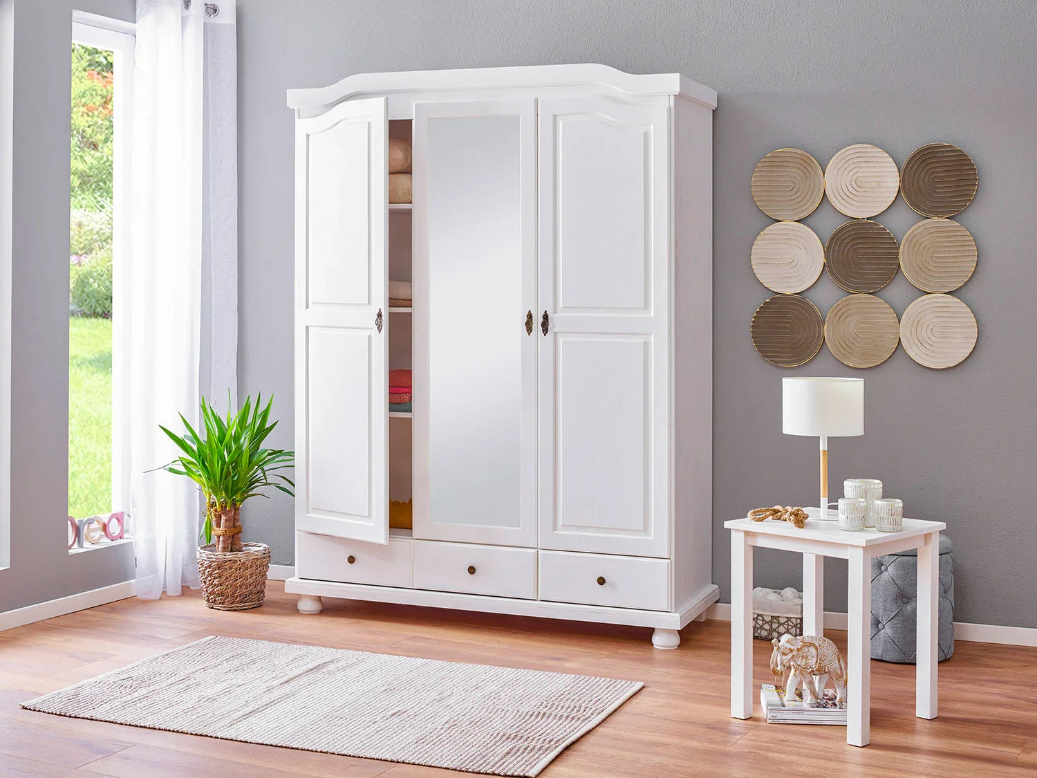 Inter Link Armoire rustique Kappl ou Reutte,  2, 3 ou 4 portes, blanche