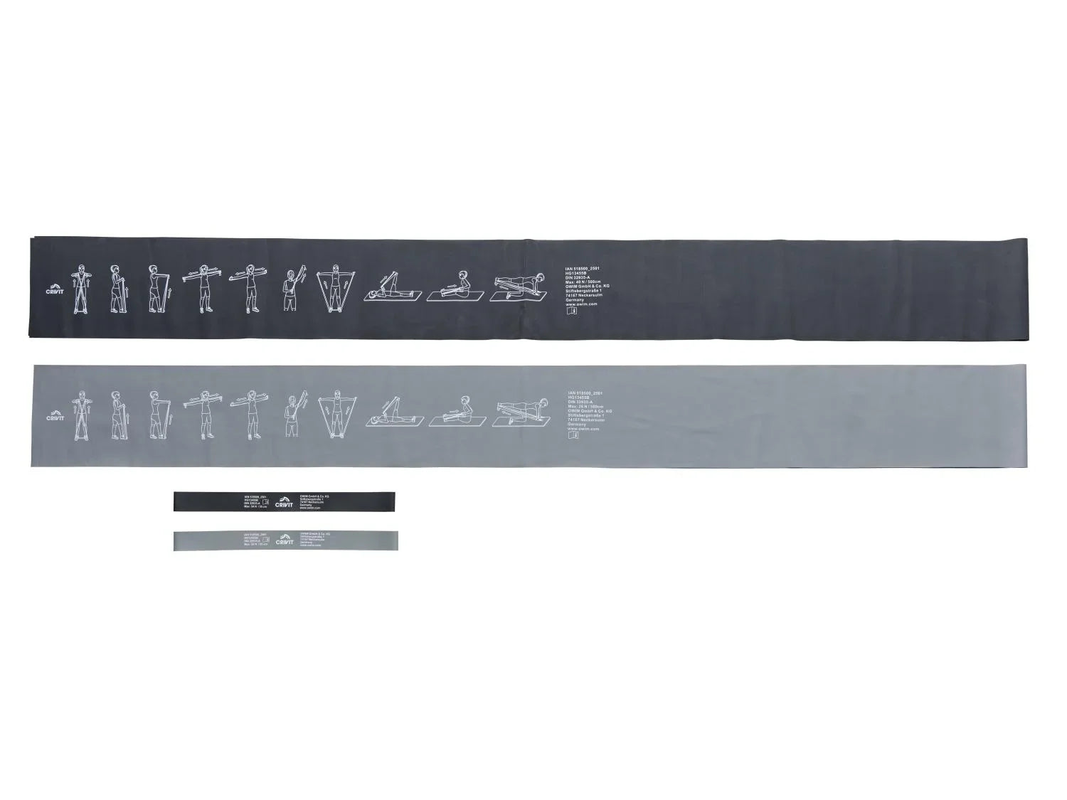 CRIVIT Set de 4 lastiques de musculation