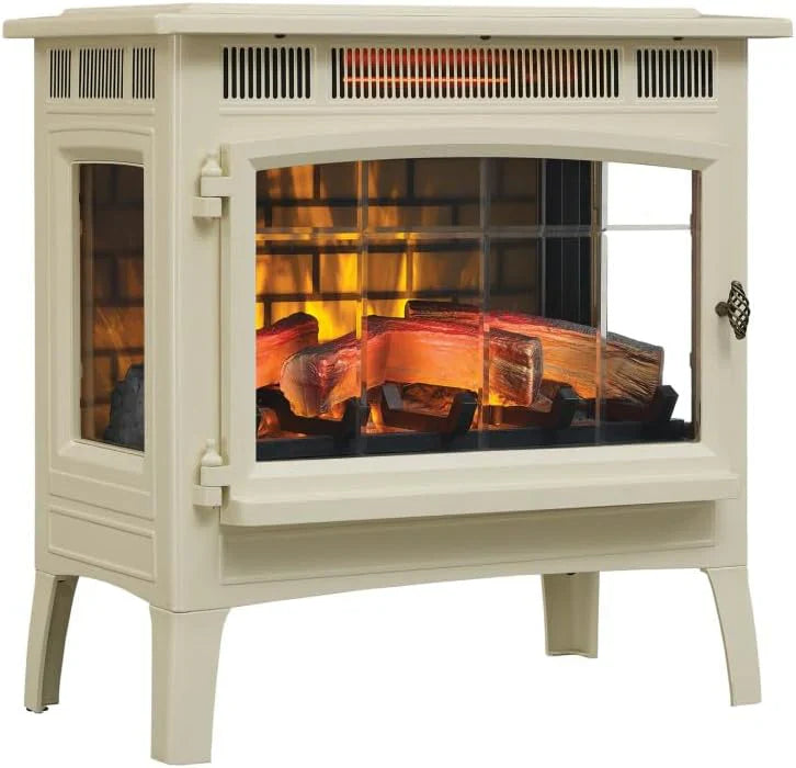 Freestanding Electric Fireplace Stove Heater with 3D Flame Effect for 1000 Sq. Ft
