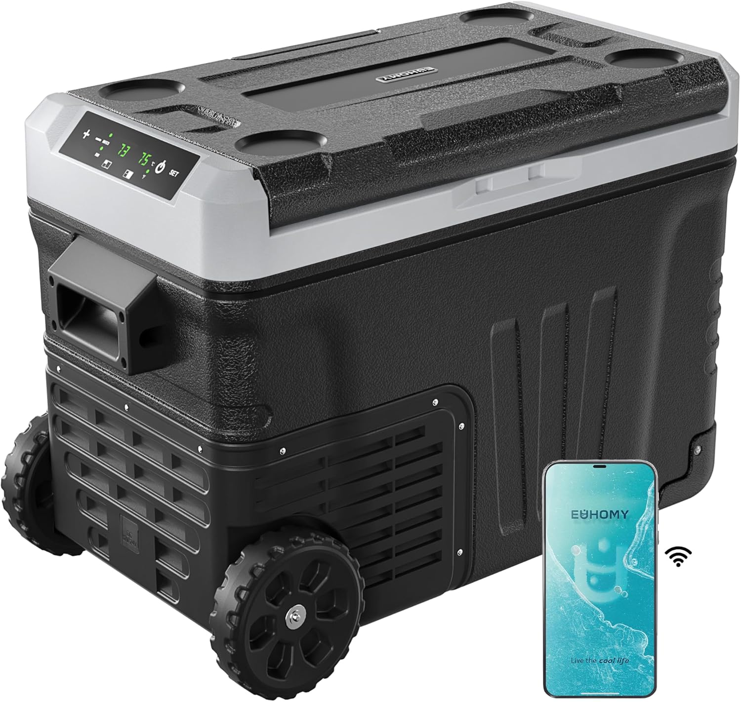 EUHOMY 12 Volt Refrigerator 53QT(50L) Electric Cooler Portable Freezer 12V/24V DC