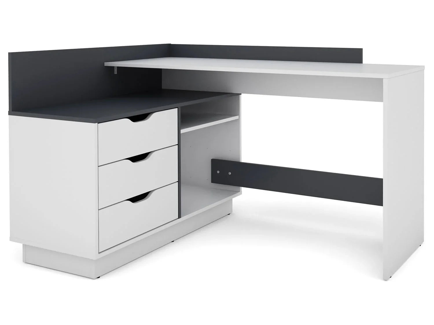 byLIVING Bureau d'angle Belfast avec compartiments, 129 x 105 x 83 cm