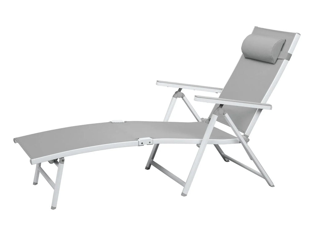LIVARNO home Lot de 2 chaises longues en aluminium Houston, blanc/gris clair