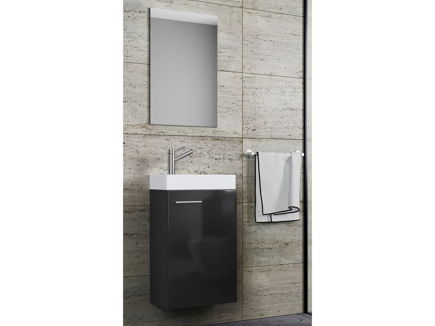 VCM Set d'armoire  glace ou miroir et meuble sous vasque avec lavabo Slito, pour salle de bain