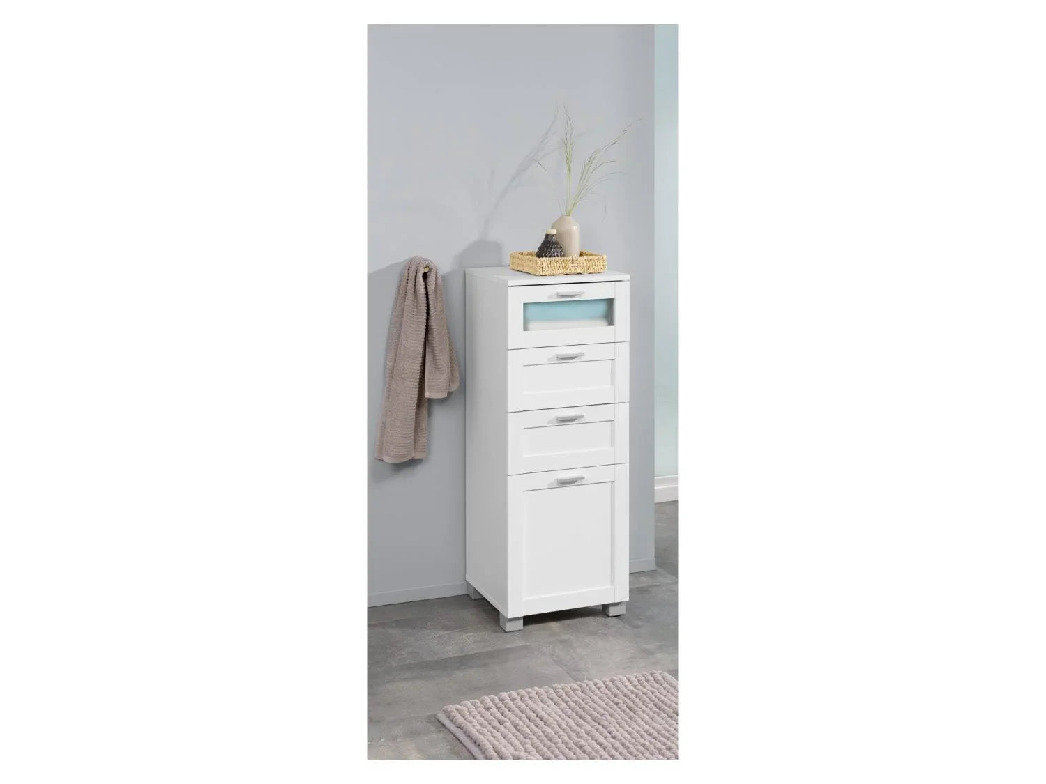 LIVARNO home Meuble de salle de bains Basel, 37 x 96,9 x 34,5 cm, blanc