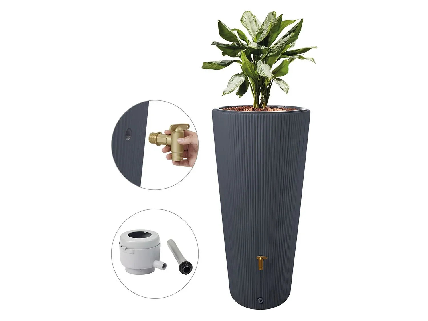 4rain Rcuprateur d'eau de pluie VASO 2in1 Decor, 220 L