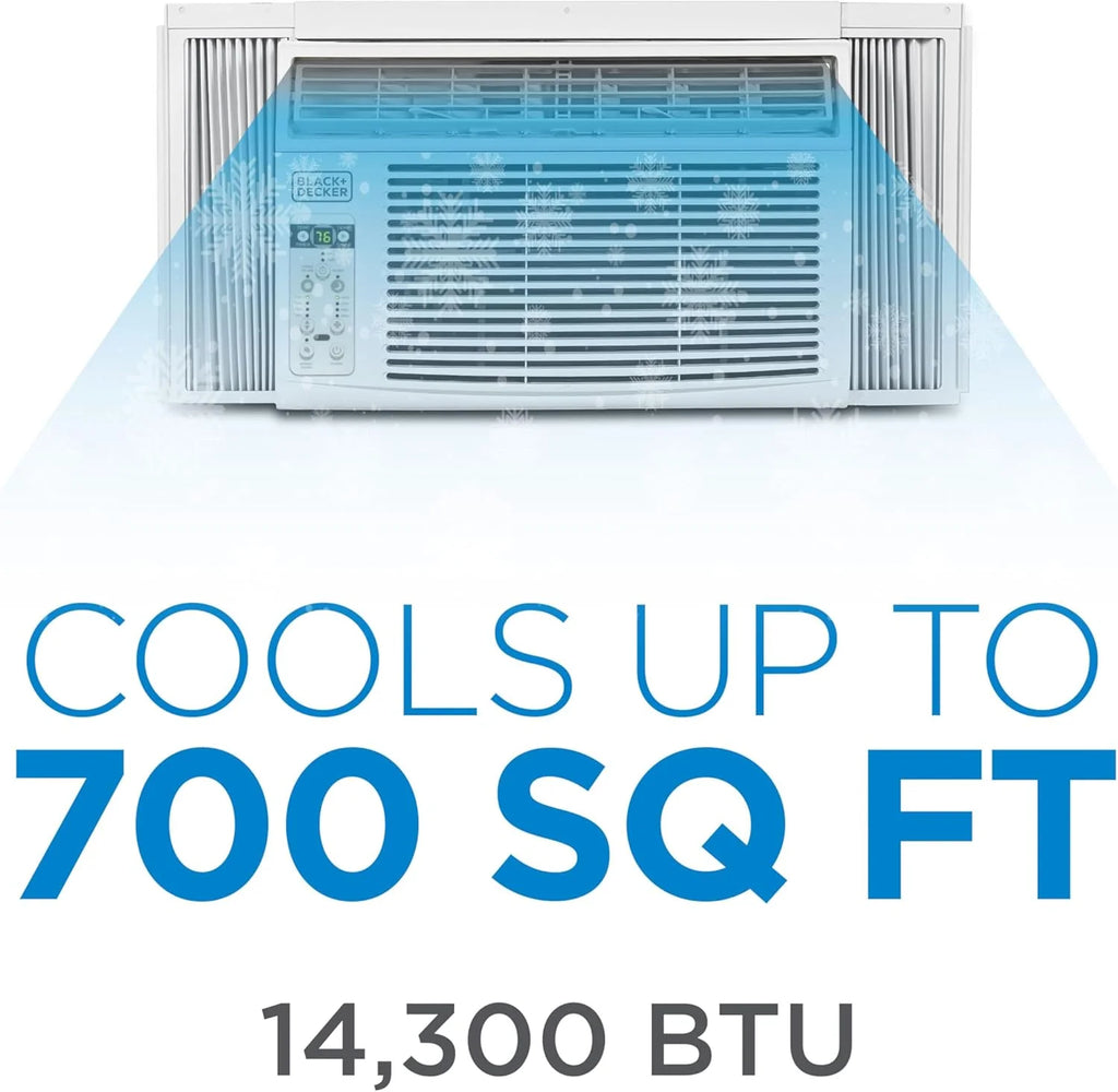 BLACK+DECKER Window Air Conditioner 5000 BTU, Cools Up to 150 Square Feet, AC Unit with Mechanical Controls, Manual Fan Only and Cool Settings, BD05MWT6, White