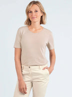 Tee-shirt femme en lin beige lin